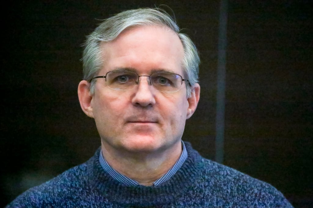 Paul Whelan, a former US Marine who was arrested for alleged spying, listens to the verdict in a courtroom at the Moscow City Court in June 2020. Photo: Moscow News Agency via AP