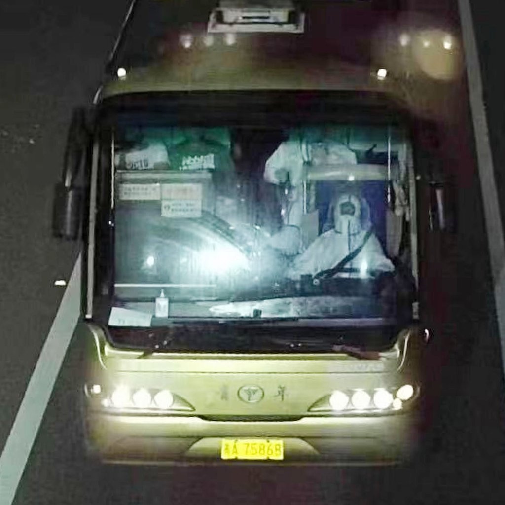 Photos circulating online purported to show everybody on the bus in PPE. Photo: Weibo Photos circulating online purported to show everybody on the bus in PPE. Photo: Weibo