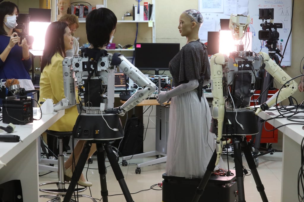 Sophia, a humanoid robot developed by Hong Kong’s Hanson Robotics, captured global attention with her lifelike behaviour. Photo: Dickson Lee / SCMP Sophia, a humanoid robot developed by Hong Kong’s Hanson Robotics, captured global attention with her lifelike behaviour. Photo: Dickson Lee / SCMP