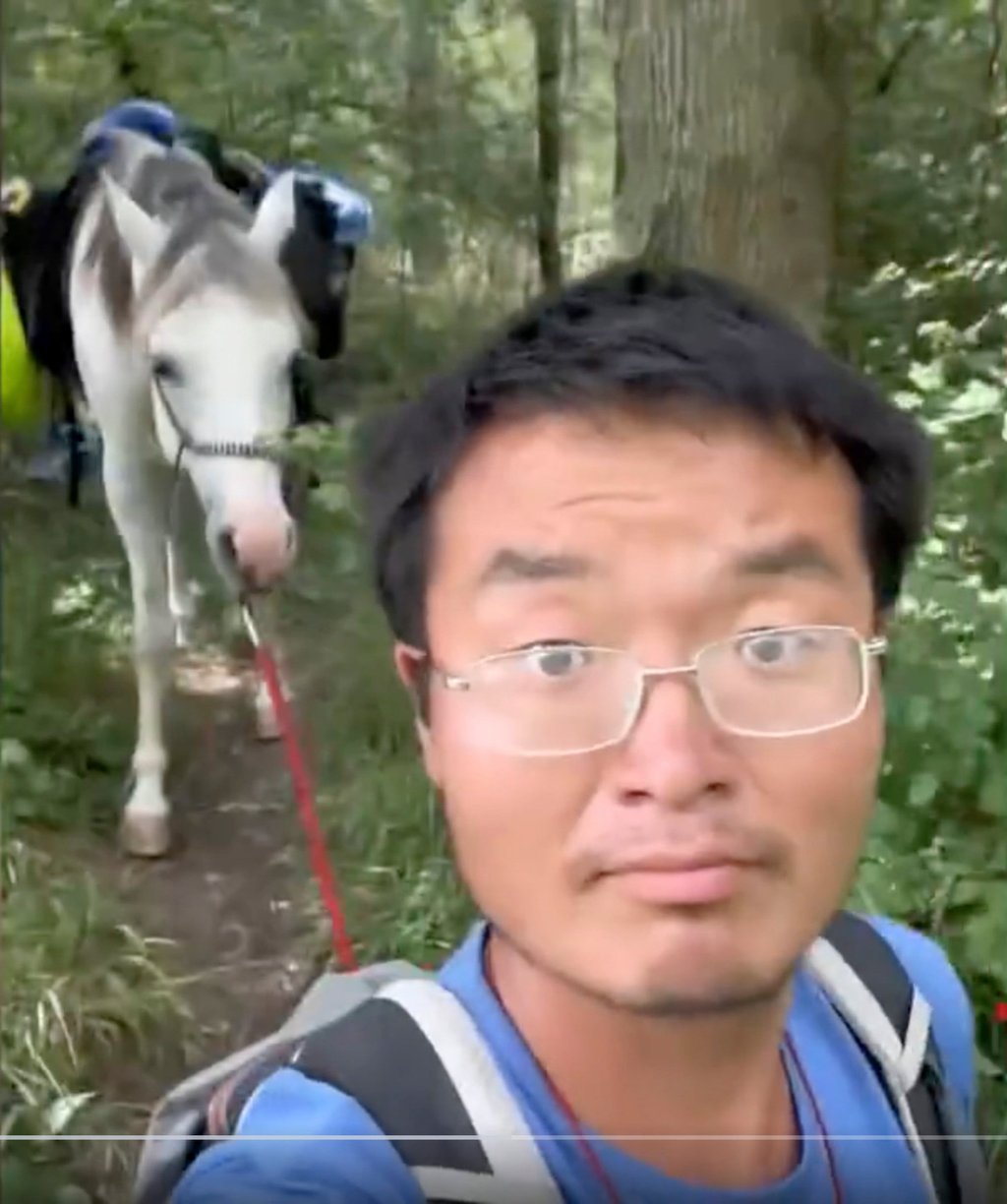 Xu had previously only ridden a horse once, and says he had to spend three months learning to ride before starting his journey. Photo: Weibo Xu had previously only ridden a horse once, and says he had to spend three months learning to ride before starting his journey. Photo: Weibo