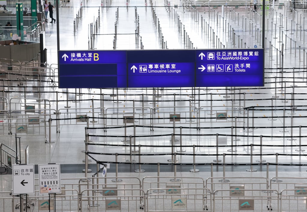 An arrivals hall stands empty at Hong Kong International Airport on September 20, 2022. Photo: SCMP / Yik Yeung-man