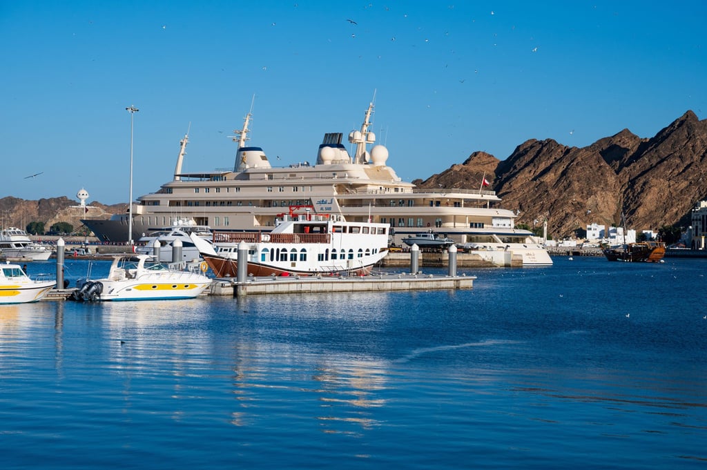 Al Said, the luxury yacht owned by the Sultan of Oman, in Muttrah, the old district of Muscat. Photo: Getty Images Al Said, the luxury yacht owned by the Sultan of Oman, in Muttrah, the old district of Muscat. Photo: Getty Images