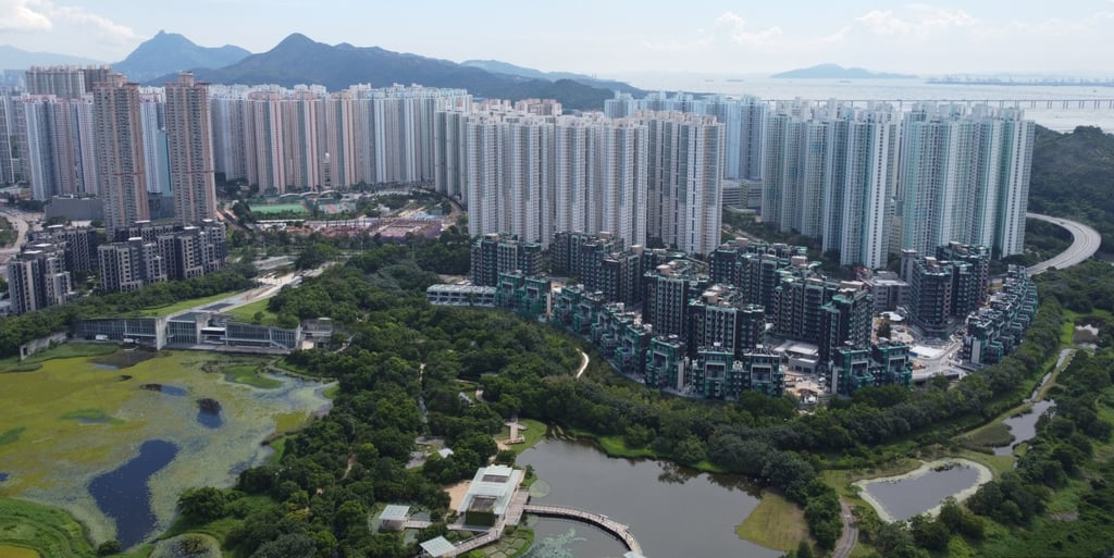 A general view of SHKP’s Wetland Seasons Park (left) and Wetland Seasons Bay (right), located near the Tin Shui Wai Wet Land Park, in August 2021. Photo: Martin Chan