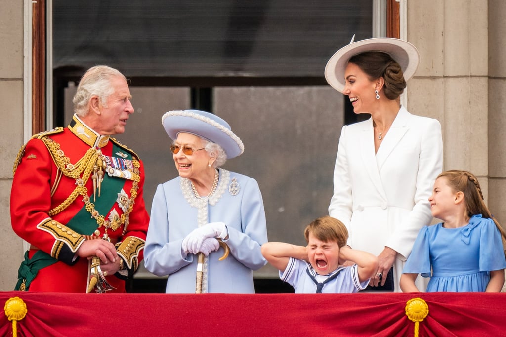Queen Elizabeth, the then Prince of Wales, Prince Louis, the Duchess of Cambridge and Princess Charlotte are seen on the balcony of Buckingham Palace after the Trooping the Colour ceremony at Horse Guards Parade, on June 2. Photo: DPA