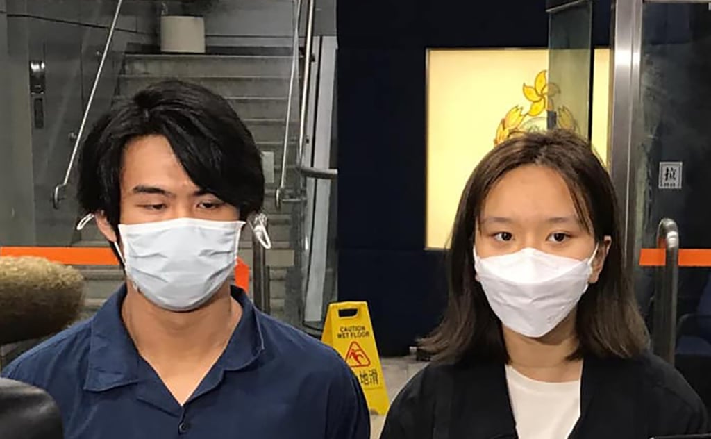 Student Politicism Secretary Chan Chi-sum, left, and spokeswoman Wong Yuen-lam. Photo: Student Politicism