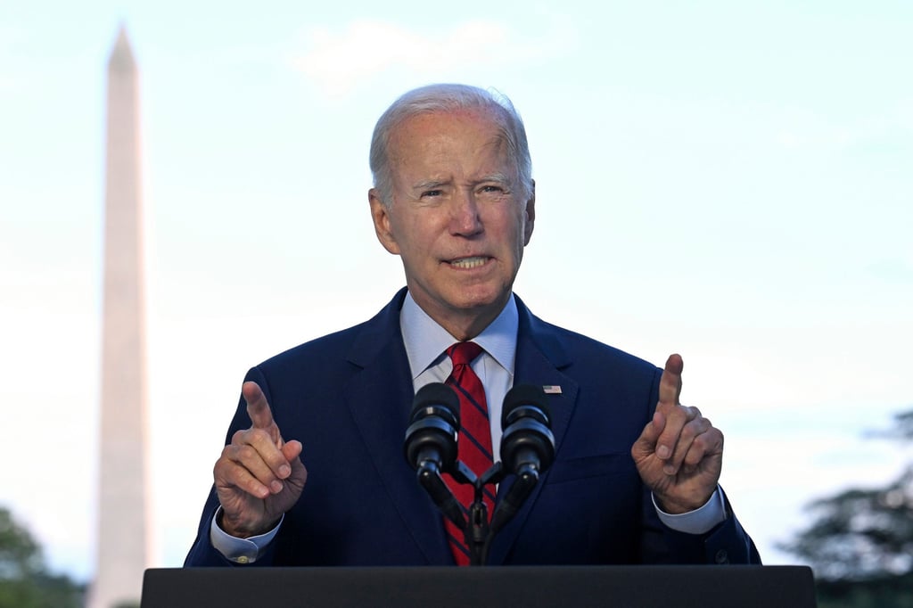 US President Joe Biden at the White House in Washington on August 1 as he announces that a US air strike killed al-Qaeda leader Ayman al-Zawahri in Afghanistan. Photo: Pool via AP