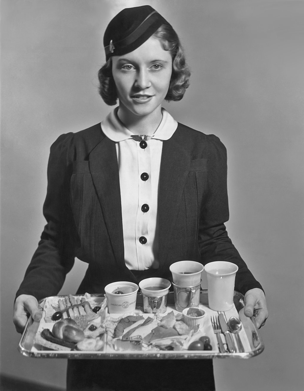 An American Airlines flight attendant in uniform, circa 1935. Photo: Getty Images An American Airlines flight attendant in uniform, circa 1935. Photo: Getty Images