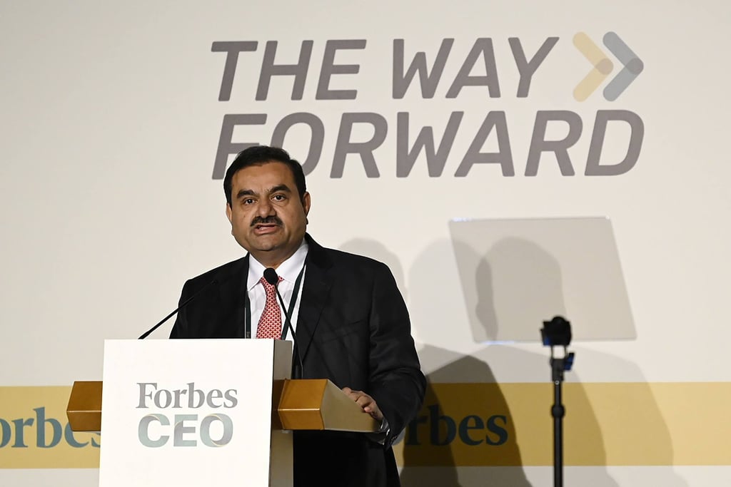 Gautam Adani, chairman of Adani Group speaks during the Forbes CEO Summit in Singapore on Tuesday. Photo: Bloomberg Gautam Adani, chairman of Adani Group speaks during the Forbes CEO Summit in Singapore on Tuesday. Photo: Bloomberg