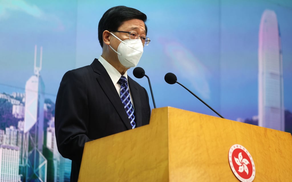 Chief Executive John Lee speaks to the press before his Exco meeting. Photo: Yik Yeung-man