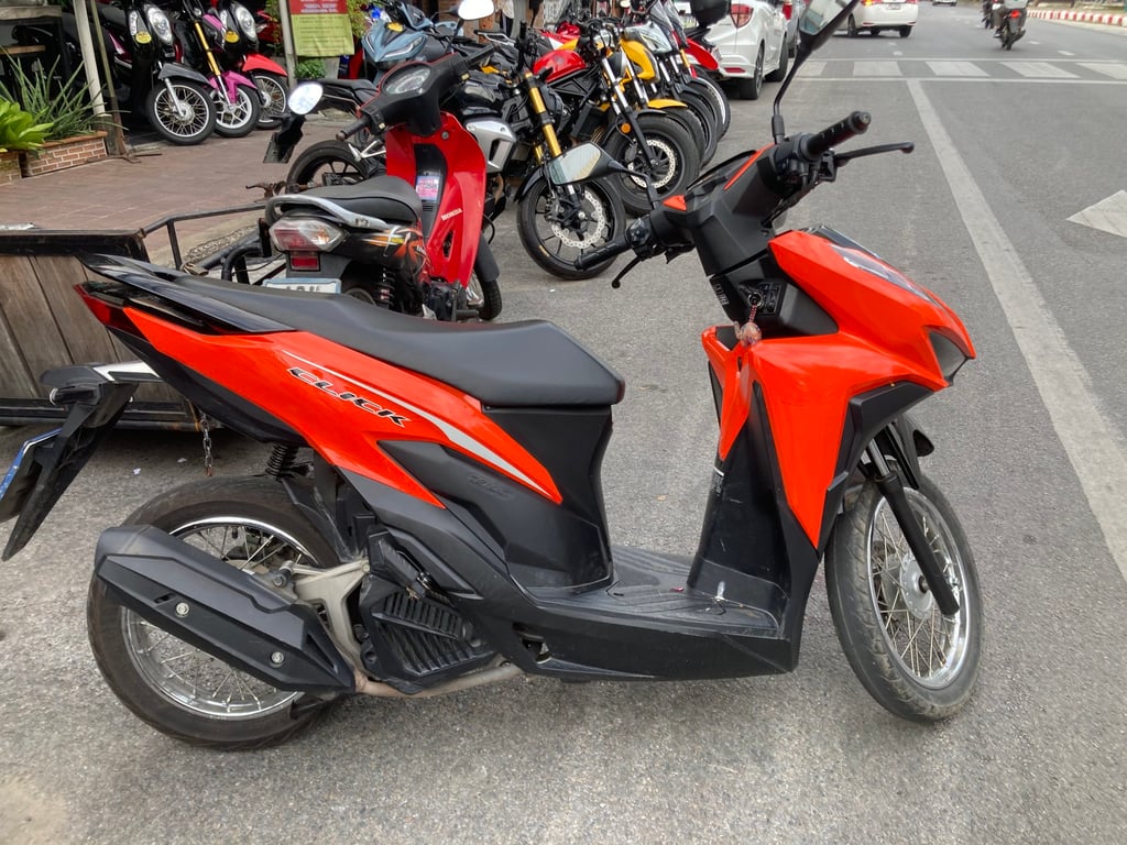 Thomas Bird’s scooter, rented for the trip around the Golden Triangle, Thailand. Photo: Thomas Bird Thomas Bird’s scooter, rented for the trip around the Golden Triangle, Thailand. Photo: Thomas Bird