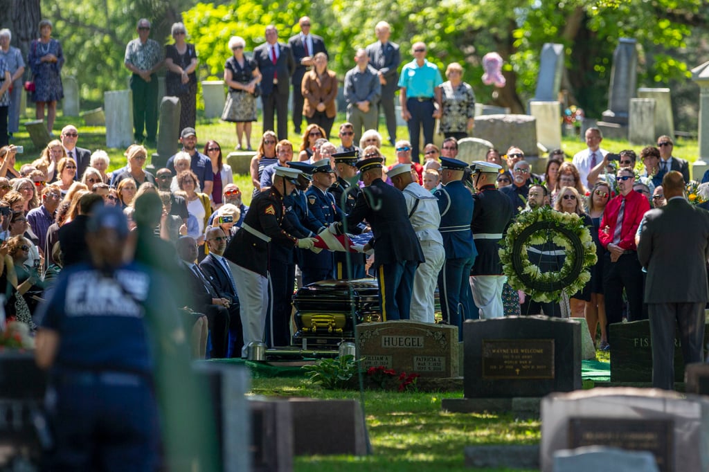 The burial service for late Republican congresswoman Jackie Walorski is held in South Bend, Indiana, in August. Photo: South Bend Tribune via AP