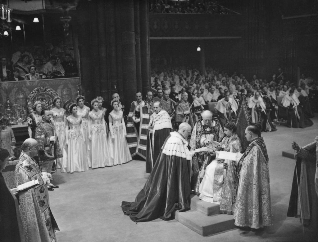 The coronation ceremony of Queen Elizabeth in Westminster Abbey, London, in 1953. Photo: Fox Photos/Hulton Archive/Getty Images) The coronation ceremony of Queen Elizabeth in Westminster Abbey, London, in 1953. Photo: Fox Photos/Hulton Archive/Getty Images)