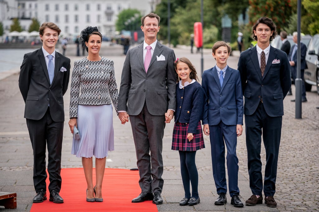 Denmark’s Prince Felix, Princess Marie, Prince Joachim, Princess Athena, Prince Henrik and Prince Nikolai arrive to a luncheon on the Royal Yacht Dannebrog in Copenhagen, Denmark, on September 11. Photo: Reuters