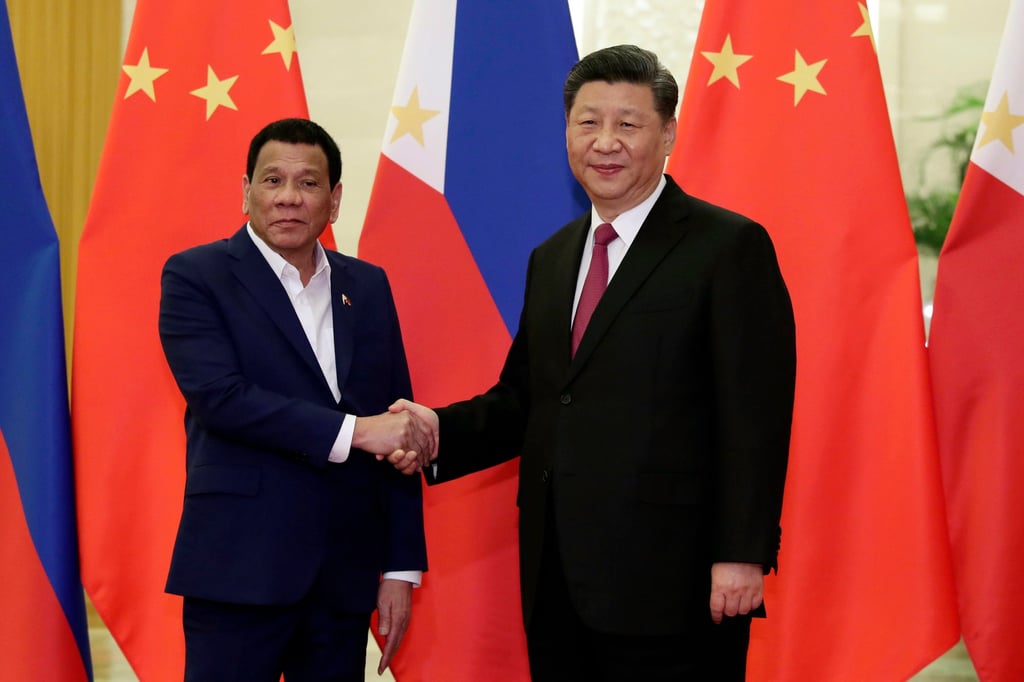 Former Philippine President Rodrigo Duterte (left) meets Chinese President Xi Jinping in Beijing in 2019. US-Philippines ties hit a new low under Ferdinand Jnr’s predecessor. Photo: AP Former Philippine President Rodrigo Duterte (left) meets Chinese President Xi Jinping in Beijing in 2019. US-Philippines ties hit a new low under Ferdinand Jnr’s predecessor. Photo: AP