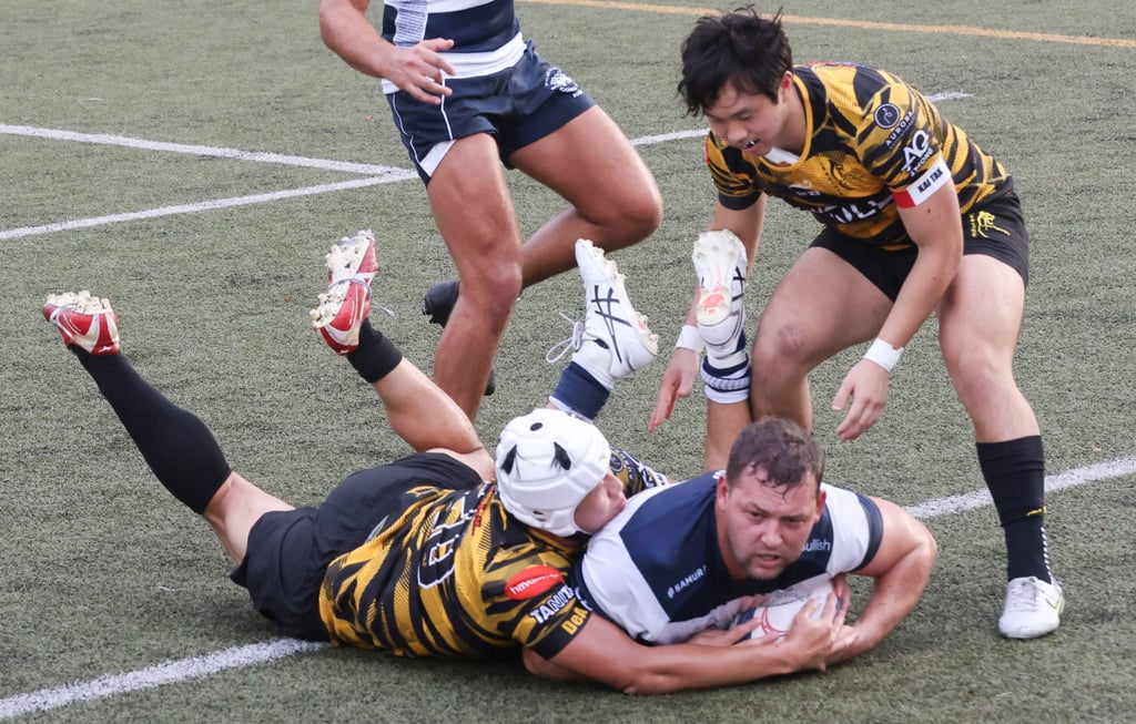 Josh Hrstich scores a try for Football Club as they improved in the second half to beat Tigers. Photo: Jonathan Wong
