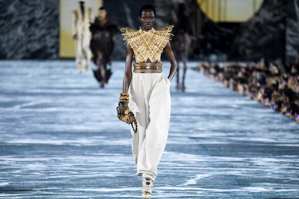 A model wears chunky bangles as part of a creation for the Balmain spring/summer 2023 fashion show during the Paris Womenswear Fashion Week, in Paris, on September 28. Photo: AFP A model wears chunky bangles as part of a creation for the Balmain spring/summer 2023 fashion show during the Paris Womenswear Fashion Week, in Paris, on September 28. Photo: AFP