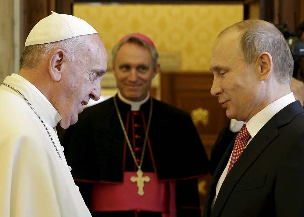 Russian President Vladimir Putin with Pope Francis in 2015. Photo: Reuters