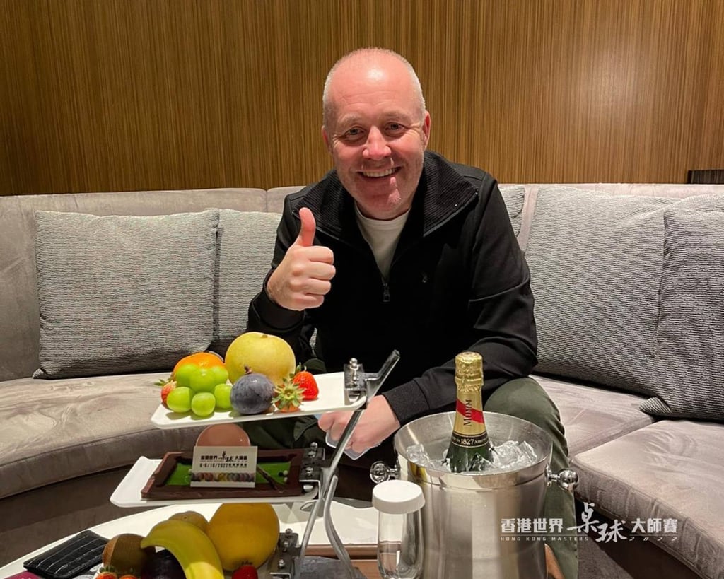 Former world champion John Higgins was the first to arrive for the Hong Kong tournament. Photo: HKBSCC