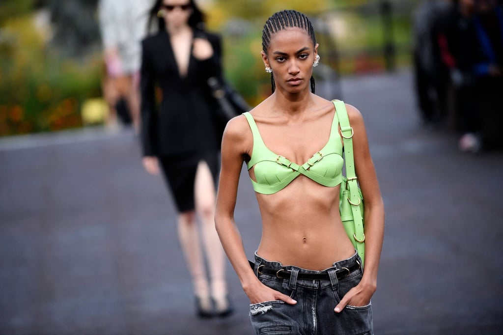 A model wears grungy, revealing wear for Givenchy during the spring-summer 2023 fashion show as part of the Paris Womenswear Fashion Week, in Paris, on October 2. Photo: AFP A model wears grungy, revealing wear for Givenchy during the spring-summer 2023 fashion show as part of the Paris Womenswear Fashion Week, in Paris, on October 2. Photo: AFP