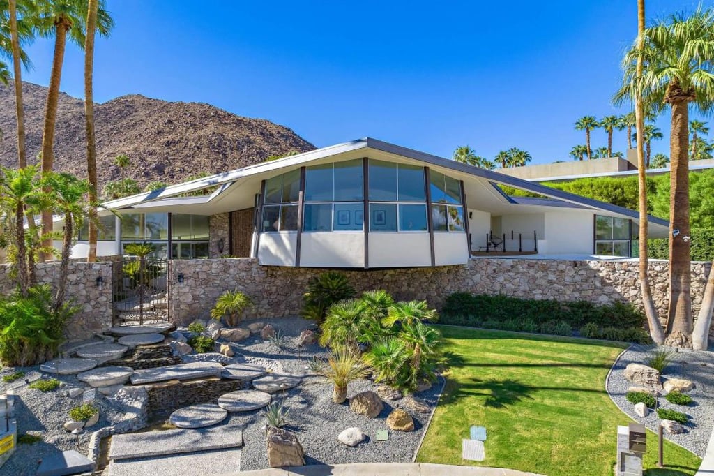 This Palm Springs home was once featured by Look magazine as the “House of Tomorrow”, and was Elvis Presley’s honeymoon house in Palm Springs, 1967. It is for sale at US$5.65 million. Photo: One Point Media Group/Compass This Palm Springs home was once featured by Look magazine as the “House of Tomorrow”, and was Elvis Presley’s honeymoon house in Palm Springs, 1967. It is for sale at US$5.65 million. Photo: One Point Media Group/Compass