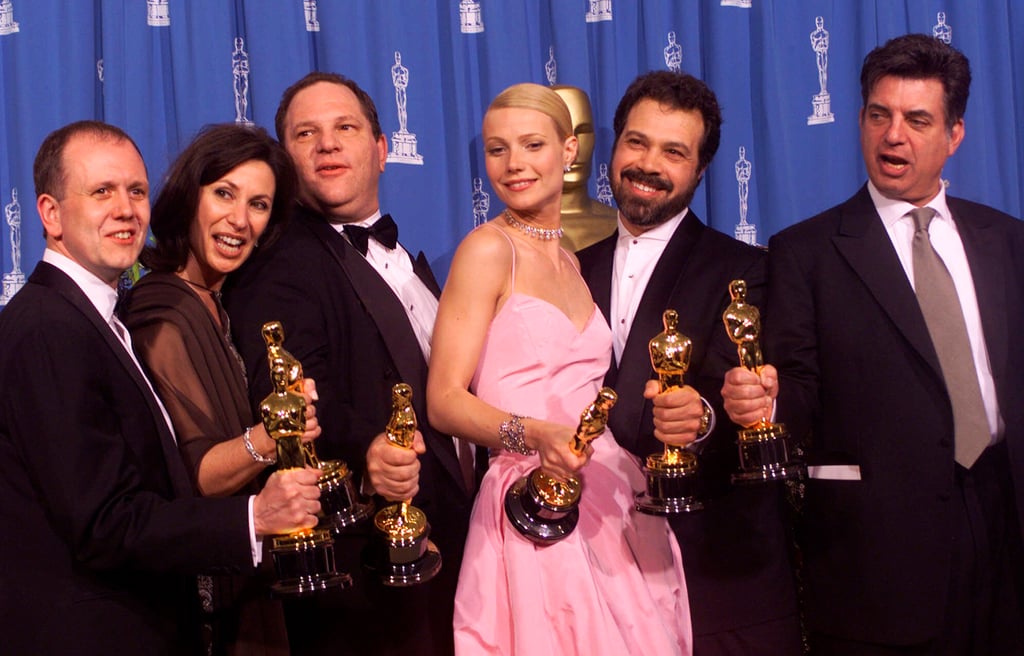 From left, David Parfitt, Donna Gigliotti, Harvey Weinstein, Gwyneth Paltrow, Edward Zwick and Marc Norman celebrate after receiving the Oscar for best picture for Shakespeare In Love in 1999. Photo: AP Photo/Dave Caulkin From left, David Parfitt, Donna Gigliotti, Harvey Weinstein, Gwyneth Paltrow, Edward Zwick and Marc Norman celebrate after receiving the Oscar for best picture for Shakespeare In Love in 1999. Photo: AP Photo/Dave Caulkin