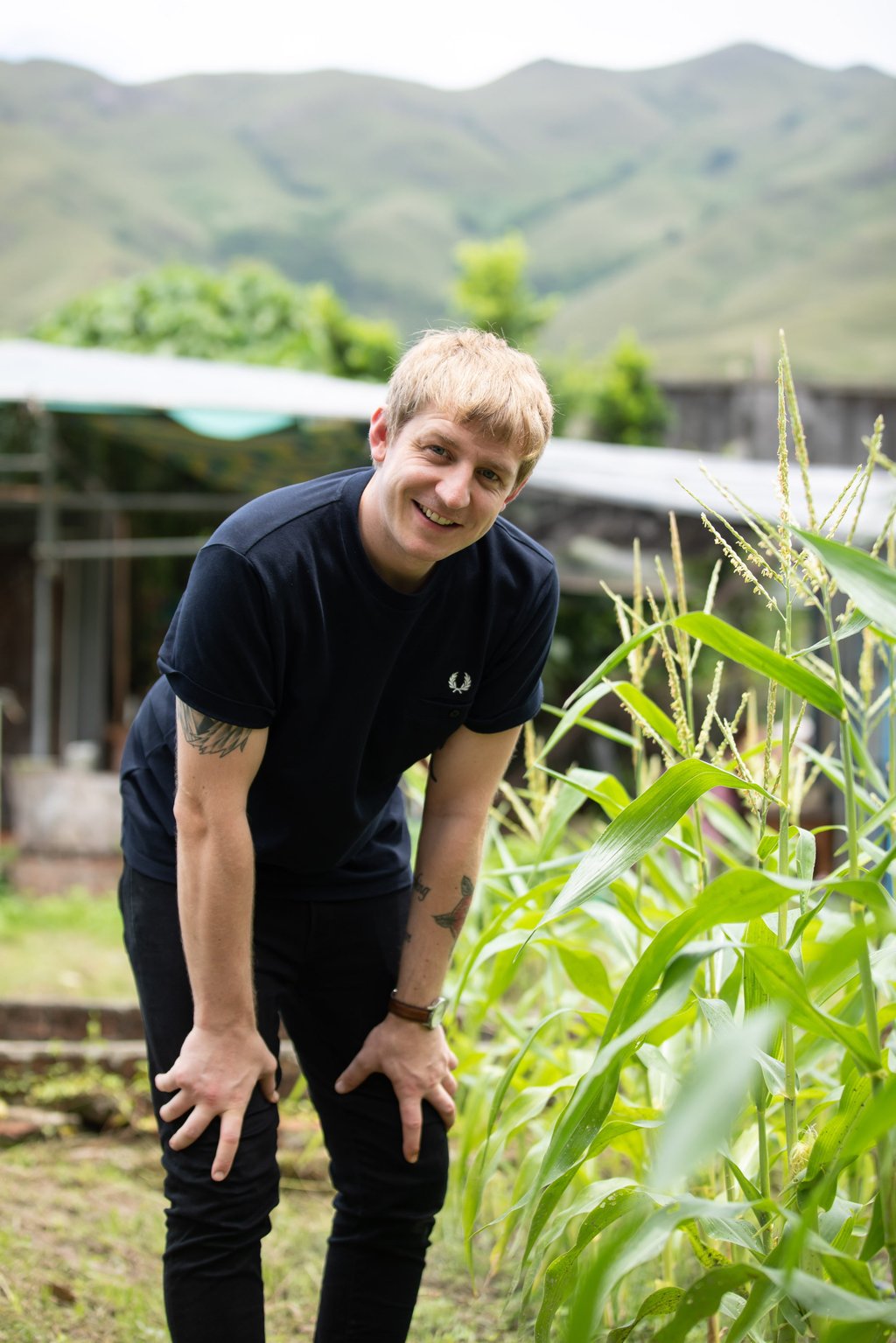 Ashley Salmon, head chef at Roganic, visiting a local farm supplier. Photo: Handout Ashley Salmon, head chef at Roganic, visiting a local farm supplier. Photo: Handout