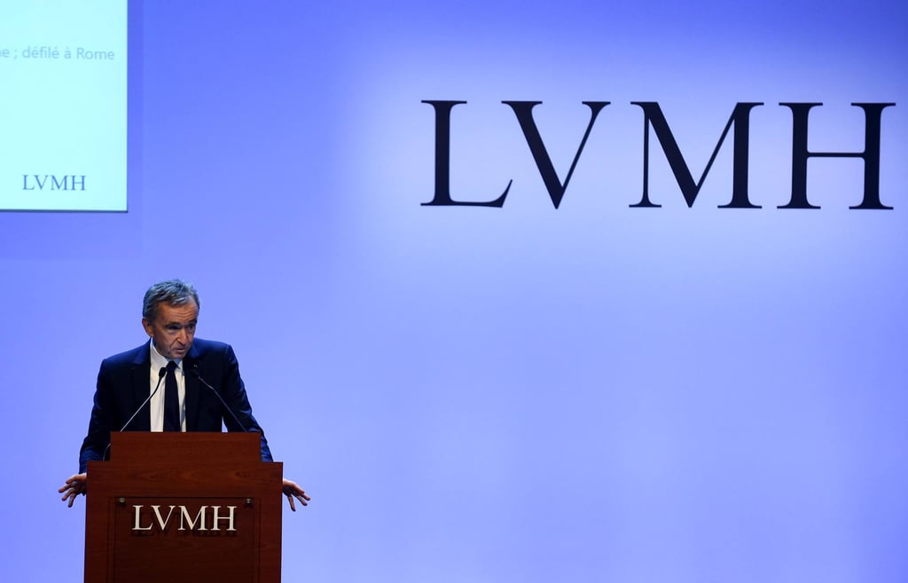 LVMH chairman and chief executive, Bernard Arnault, addresses the presentation of the group’s 2019 results at LVMH headquarters in Paris in January 2020. Photo: AFP