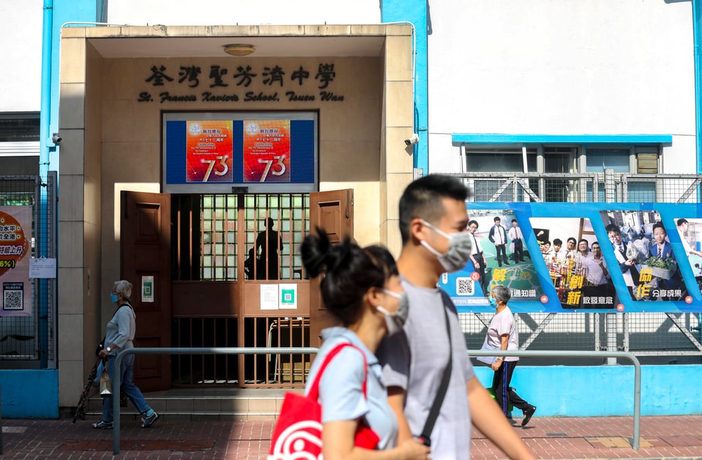 St Francis Xavier’s School in Tsuen Wan gave three-day suspensions to 14 students who skipped a flag-raising ceremony. Photo: Xiaomei Chen.