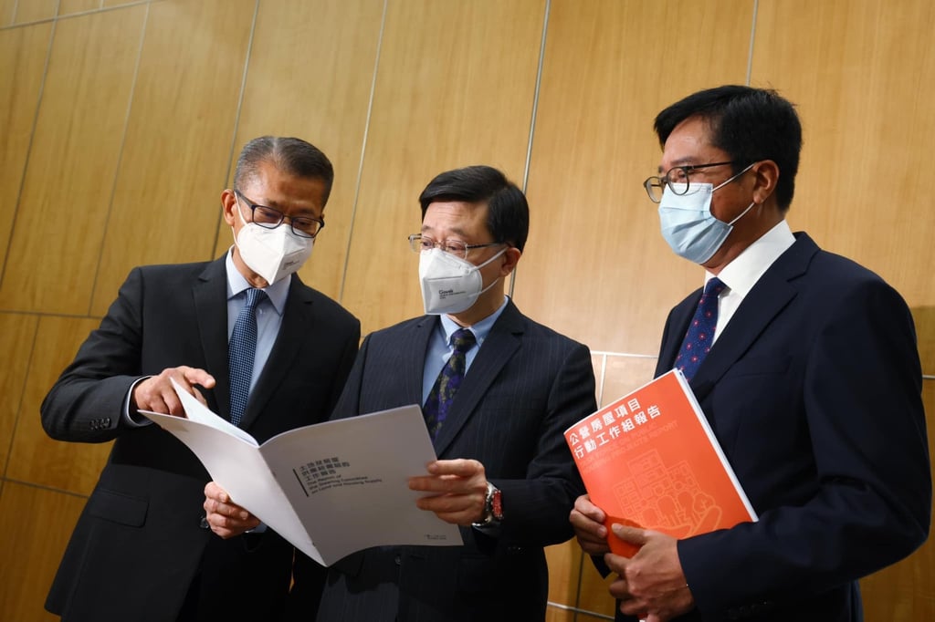 Chief Executive John Lee (centre) prepares for next week’s policy address. Photo: Facebook