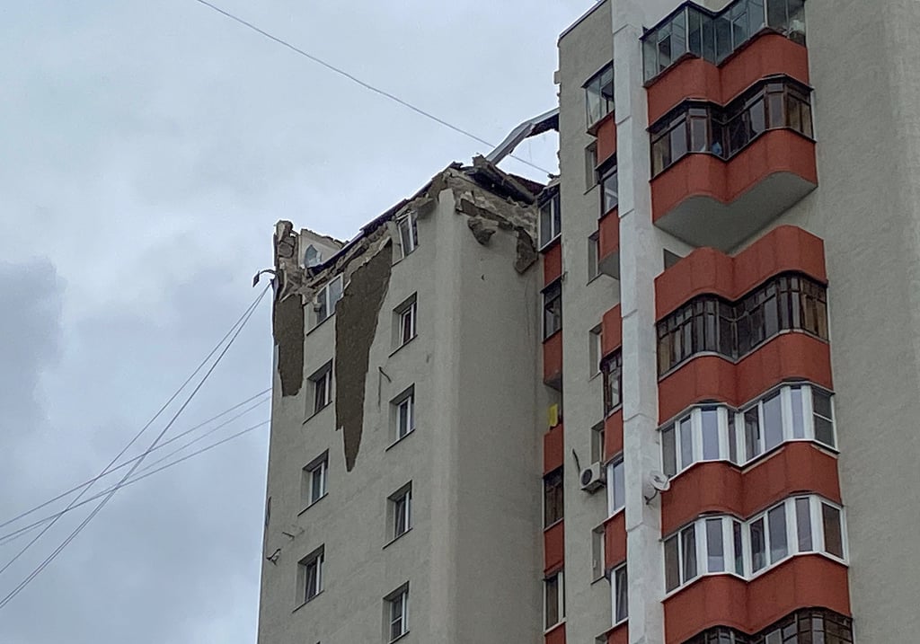 A multistorey residential building that was damaged by shelling from Ukrainian armed forces, according the region’s Governor, in Belgorod, Russia on Thursday. Photo: Reuters