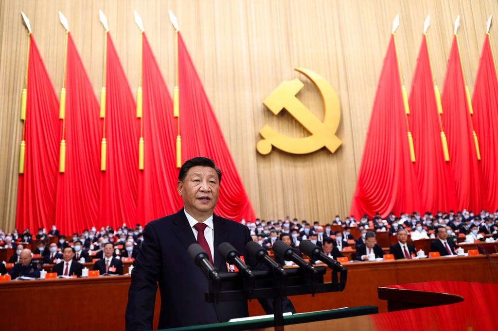 Chinese leader Xi Jinping delivers his speech at the congress on Sunday. Photo: Xinhua