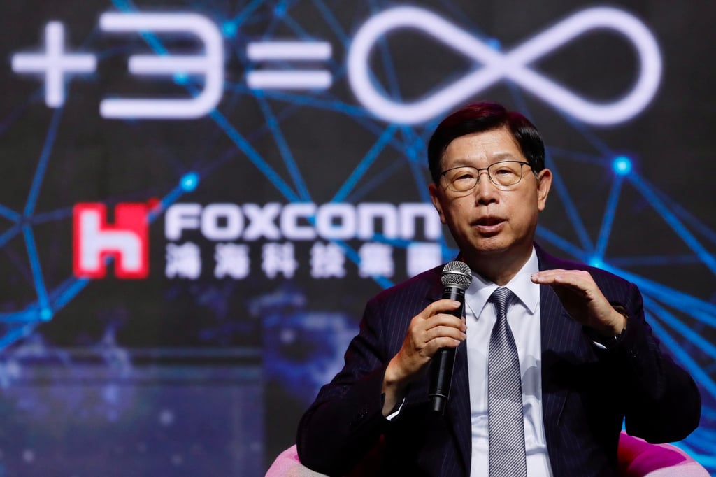 Liu Young -way, chairman and chief executive of Foxconn Technology Group, speaks at the launch of the company’s new electric vehicle prototypes during the annual Hon Hai Tech Day event in Taipei on October 18, 2022. Photo: EPA-EFE