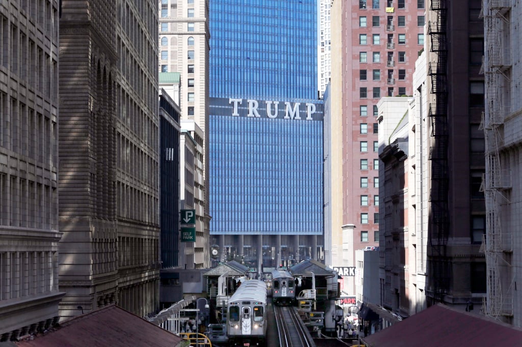 The Trump International Hotel and Tower is seen looking north on Wabash Avenue in Chicago’s famed Loop in September 2014. Photo: AP