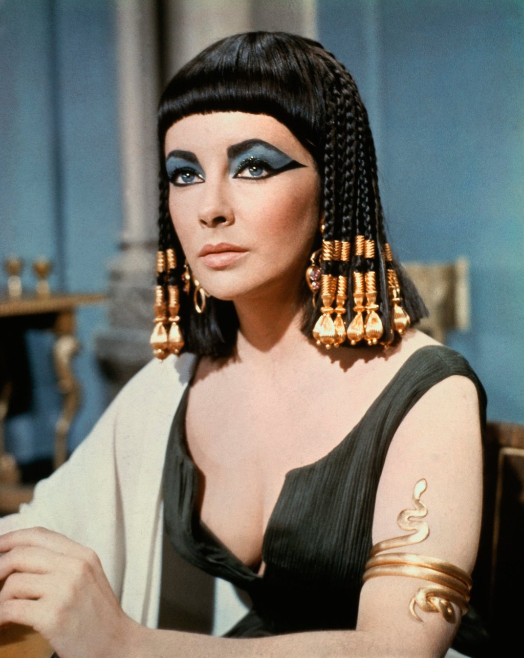 Elizabeth Taylor is shown in a close-up, in costume and make-up, in a scene from Cleopatra, in 1962. Photo: Handout