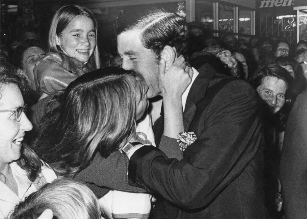 Prince Charles receives a kiss from 16-year-old Gilda Larbey during a walkabout in Perth, Australia, in 1977. Photo: Central Press/Hulton Archive/Getty Images Prince Charles receives a kiss from 16-year-old Gilda Larbey during a walkabout in Perth, Australia, in 1977. Photo: Central Press/Hulton Archive/Getty Images