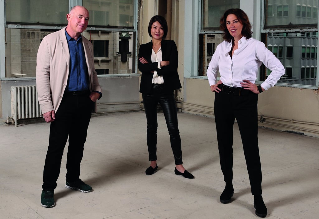 Art Intelligence Global, which has headquarters in New York and Hong Kong, was founded by (from left) Adam Chinn, Yuki Terase and Amy Cappellazzo.