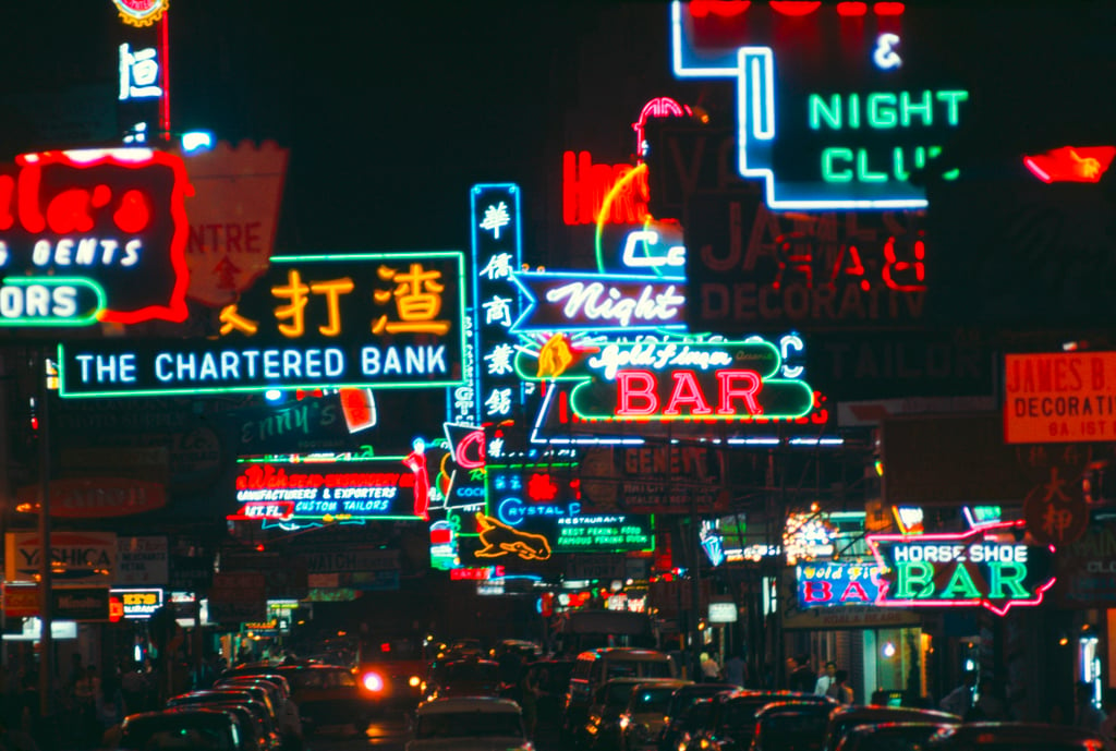 Hong Kong in the 1960s was awash with the neon signs of bars and nightclubs. Photo: Getty Images