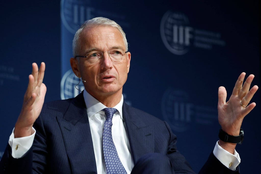 Axel Lehmann, chairman at Credit Suisse Group, spoke during the Institute of International Finance (IIF) annual membership meeting in Washington, DC on October 14, 2022. Photo: Bloomberg