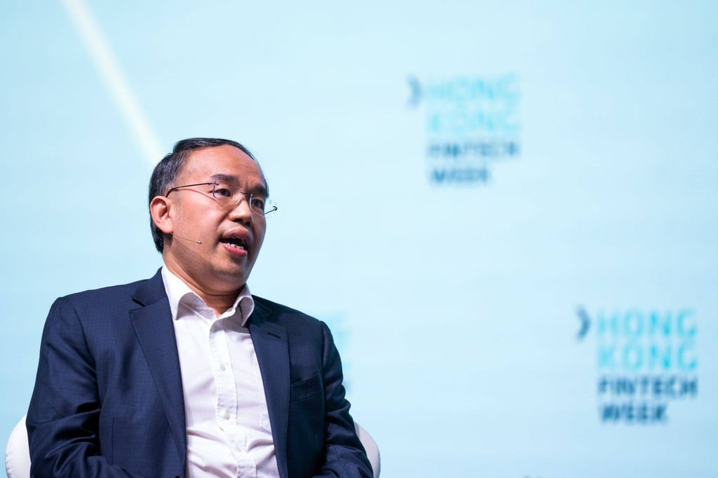 Christopher Hui, Hong Kong’s Secretary for Financial Services and the Treasury, speaks during the Hong Kong FinTech Week, on Monday. Photo: Bloomberg Christopher Hui, Hong Kong’s Secretary for Financial Services and the Treasury, speaks during the Hong Kong FinTech Week, on Monday. Photo: Bloomberg