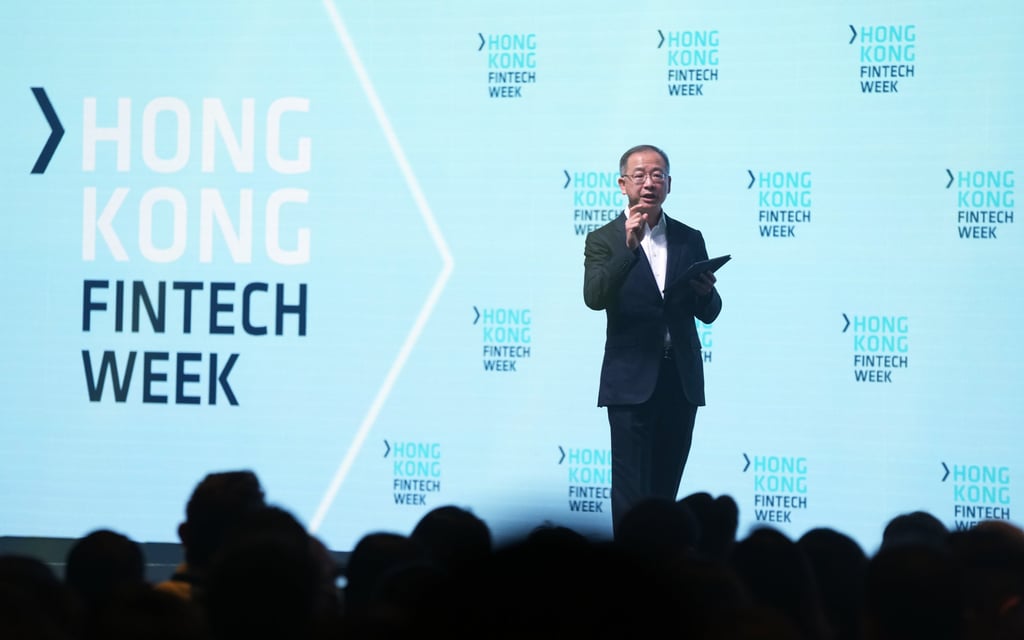 Eddie Yue, head of the Hong Kong Monetary Authority, addresses FinTech Week. Photo: Sam Tsang Eddie Yue, head of the Hong Kong Monetary Authority, addresses FinTech Week. Photo: Sam Tsang