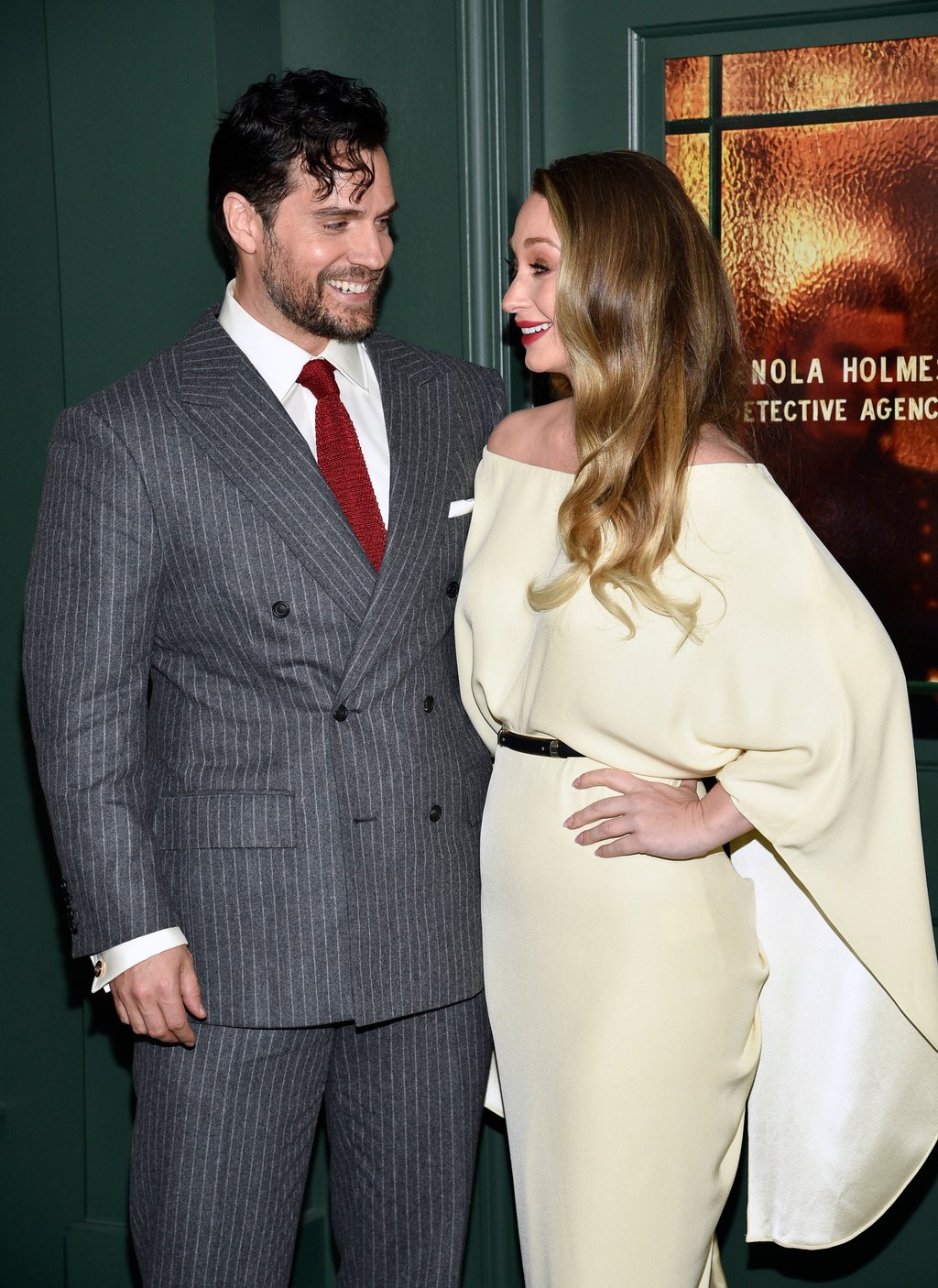 Actor Henry Cavill and girlfriend Natalie Viscuso attend the world premiere of Enola Holmes 2, at The Paris Theater, on October 27, in New York. Photo: AP