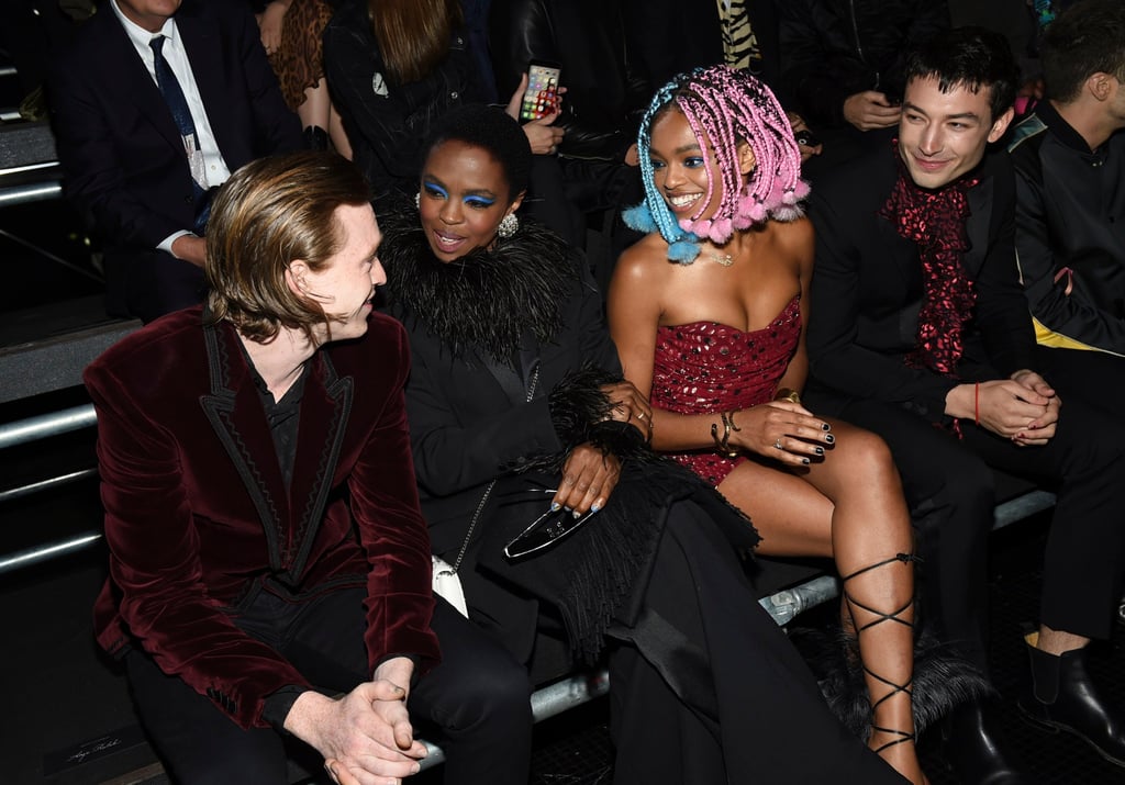 Actor Caleb Landry Jones, singer Lauryn Hill, Selah Marley and actor Ezra Miller attend the Saint Laurent spring/summer 2019 menswear collection at Liberty State Park, in June 2018, in Jersey City, New Jersey, US. Photo: AP Actor Caleb Landry Jones, singer Lauryn Hill, Selah Marley and actor Ezra Miller attend the Saint Laurent spring/summer 2019 menswear collection at Liberty State Park, in June 2018, in Jersey City, New Jersey, US. Photo: AP