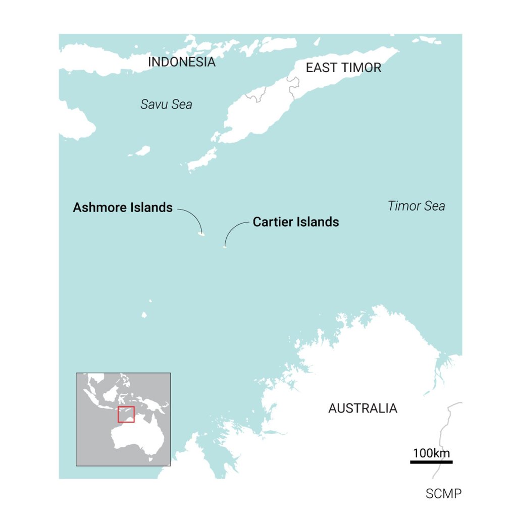Australia designated Ashmore Reef and Cartier Island as marine parks in 1983 and 2000, respectively, meaning commercial fishing and aquaculture in the parks’ sanctuary zones are prohibited. Map: SCMP Australia designated Ashmore Reef and Cartier Island as marine parks in 1983 and 2000, respectively, meaning commercial fishing and aquaculture in the parks’ sanctuary zones are prohibited. Map: SCMP