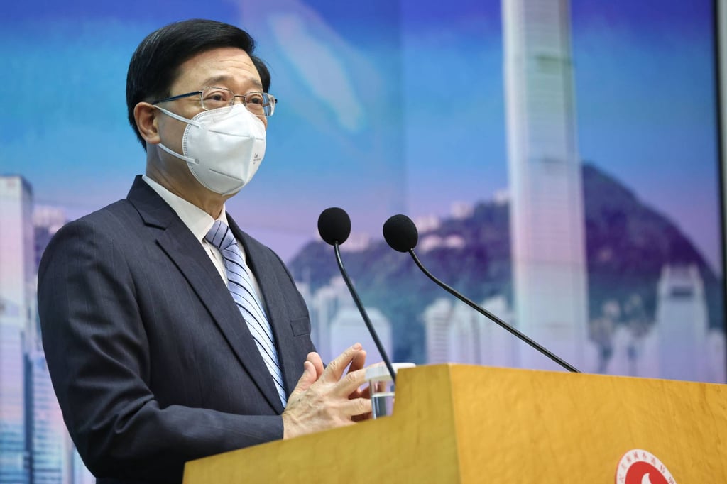 Hong Kong leader John Lee speaks to the press before his Exco meeting on Tuesday. Photo: K.Y. Cheng Hong Kong leader John Lee speaks to the press before his Exco meeting on Tuesday. Photo: K.Y. Cheng