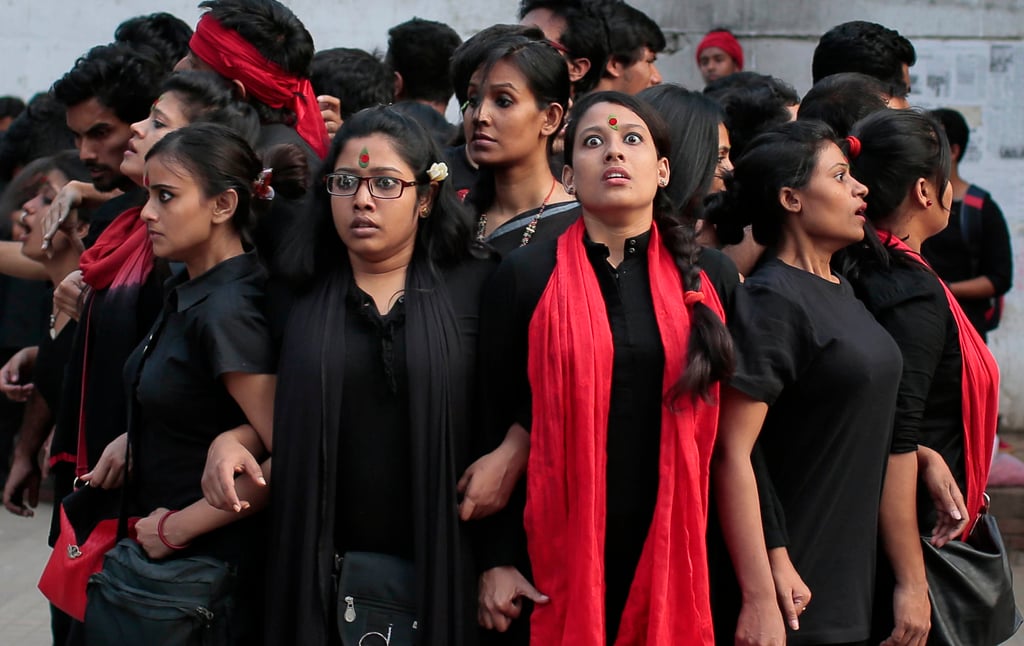 Bangladeshi social activists perform a street play during a rally in remembrance of those who were killed in 1971 ahead of the country’s declaration of independence from Pakistan, in Dhaka, Bangladesh. Photo: AP