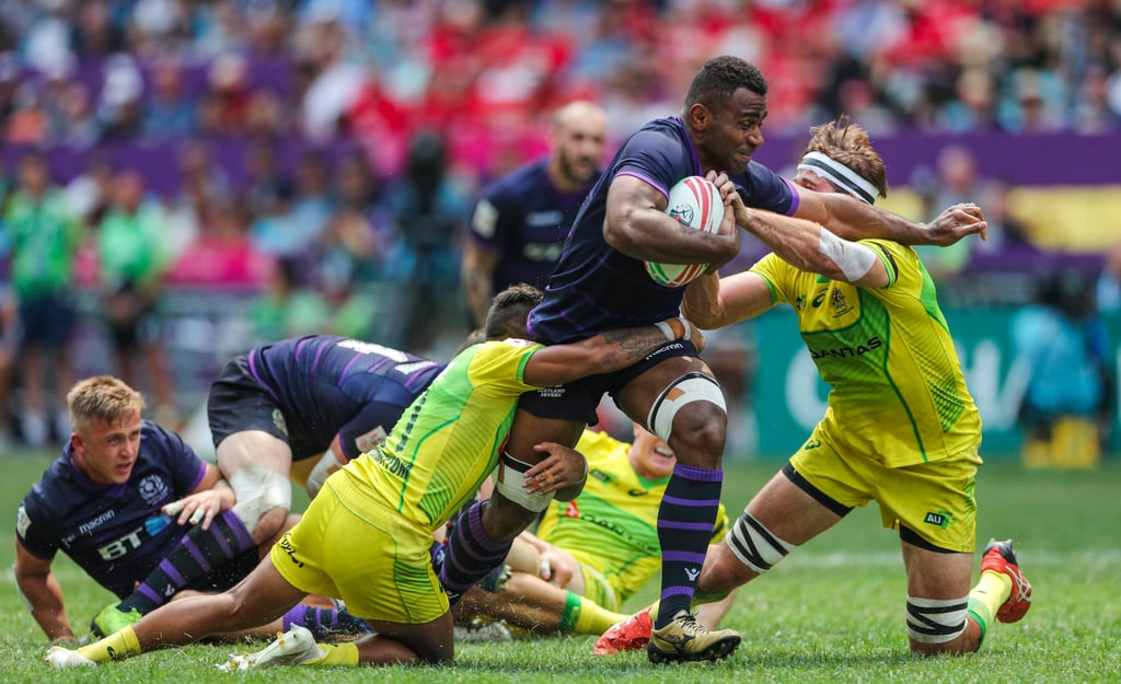 Australia (in green and gold) arrive at the Hong Kong Sevens as reigning World Series champions. Photo: Sam Tsang Australia (in green and gold) arrive at the Hong Kong Sevens as reigning World Series champions. Photo: Sam Tsang