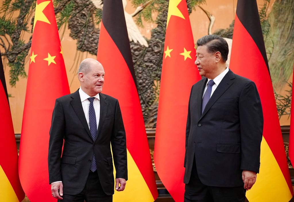 Xi Jinping with Olaf Scholz at the Great Hall of the People in Beijing on Friday. Photo: dpa Xi Jinping with Olaf Scholz at the Great Hall of the People in Beijing on Friday. Photo: dpa