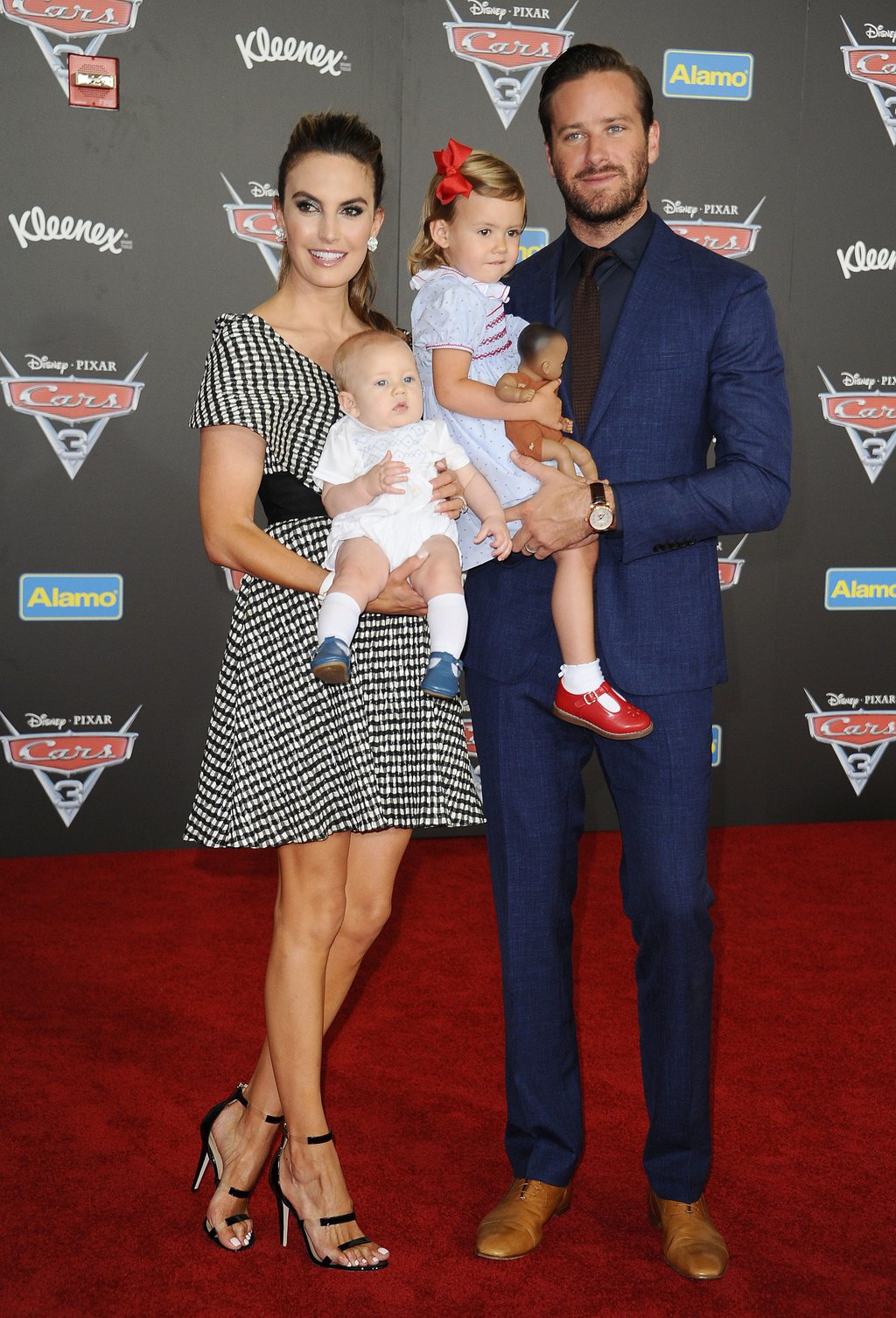 Elizabeth Chambers, Armie Hammer and children Harper Hammer and Ford Douglas Armand Hammer attend the premiere of Cars at Anaheim Convention Center in June 2017, in Anaheim, California. Photo: FilmMagic