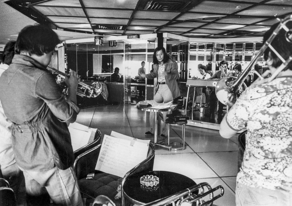 Tony Carpio (centre) rehearses his big band in the Excelsior’s Talk of the Town before their debut in the Dickens Bar. Photo: The Excelsior Hotel & Convention Centre Hong Kong