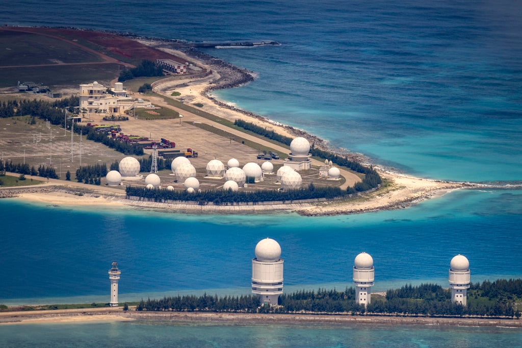 Buildings and structures are seen on the artificial island built by China on Fiery Cross Reef in the Spratly Islands, which are known in China as the Nansha Islands. Photo: Ezra Acayan/Getty Images Buildings and structures are seen on the artificial island built by China on Fiery Cross Reef in the Spratly Islands, which are known in China as the Nansha Islands. Photo: Ezra Acayan/Getty Images